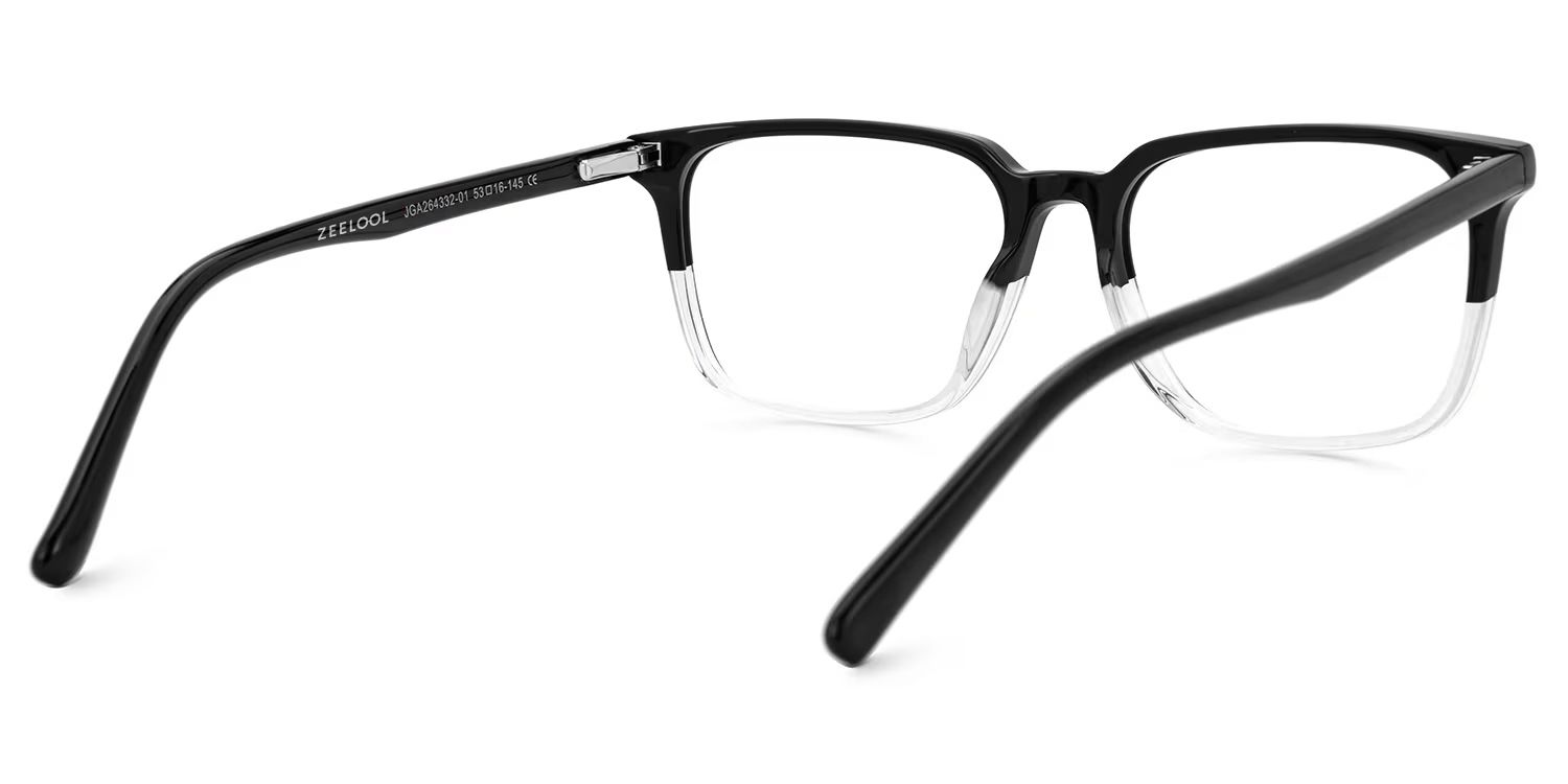 Barnhill Schwarz-Klar Quadratisch Acetat Brille3