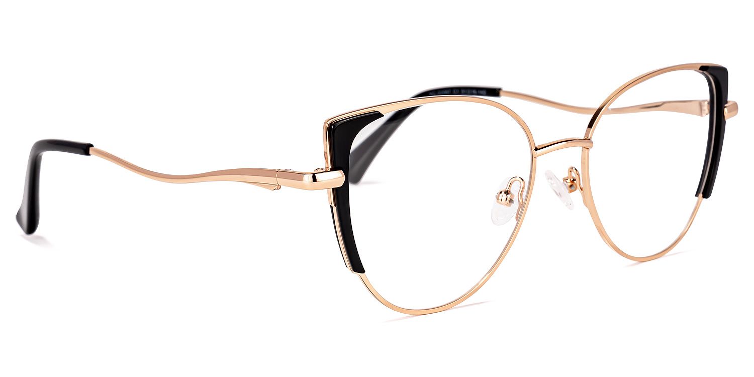 Raia Schwarz-Gold Cateye Brille2