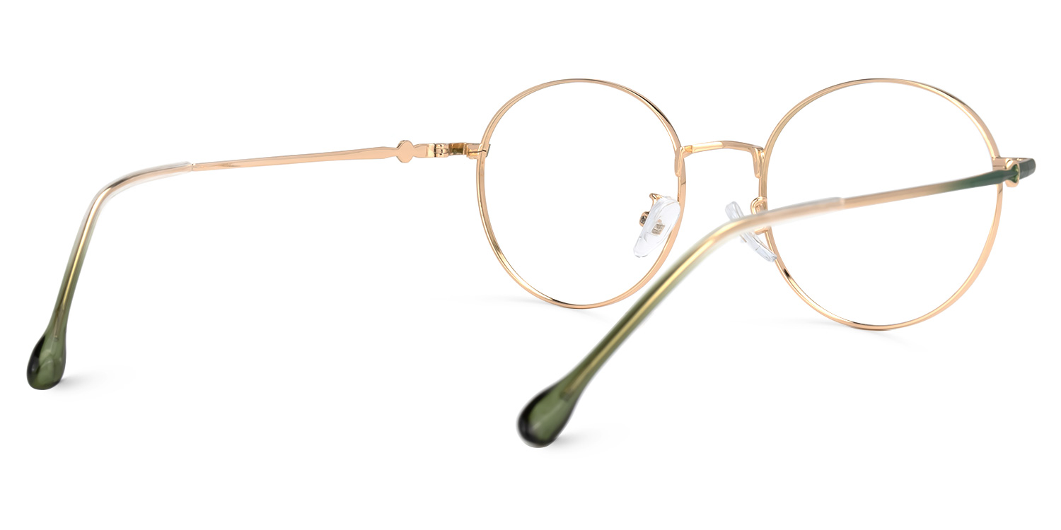 Fleuretta Grün-Gold Rund Brille3