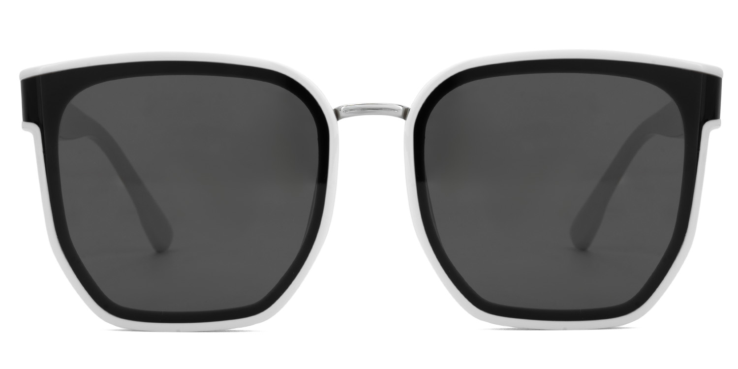 Enid Weiß-Schwarz Quadratisch Sonnenbrille gutes Bild