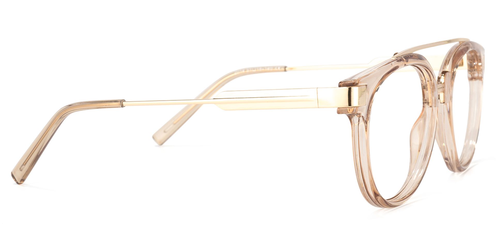 Rebekah Beige-Gold Pilot Brille3