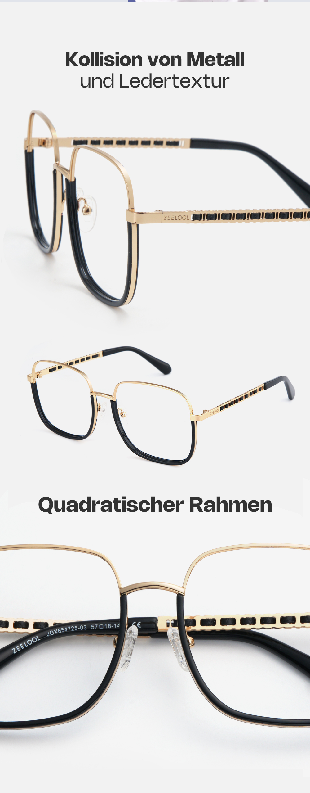 Perfecta Schwarz Quadratisch Brille