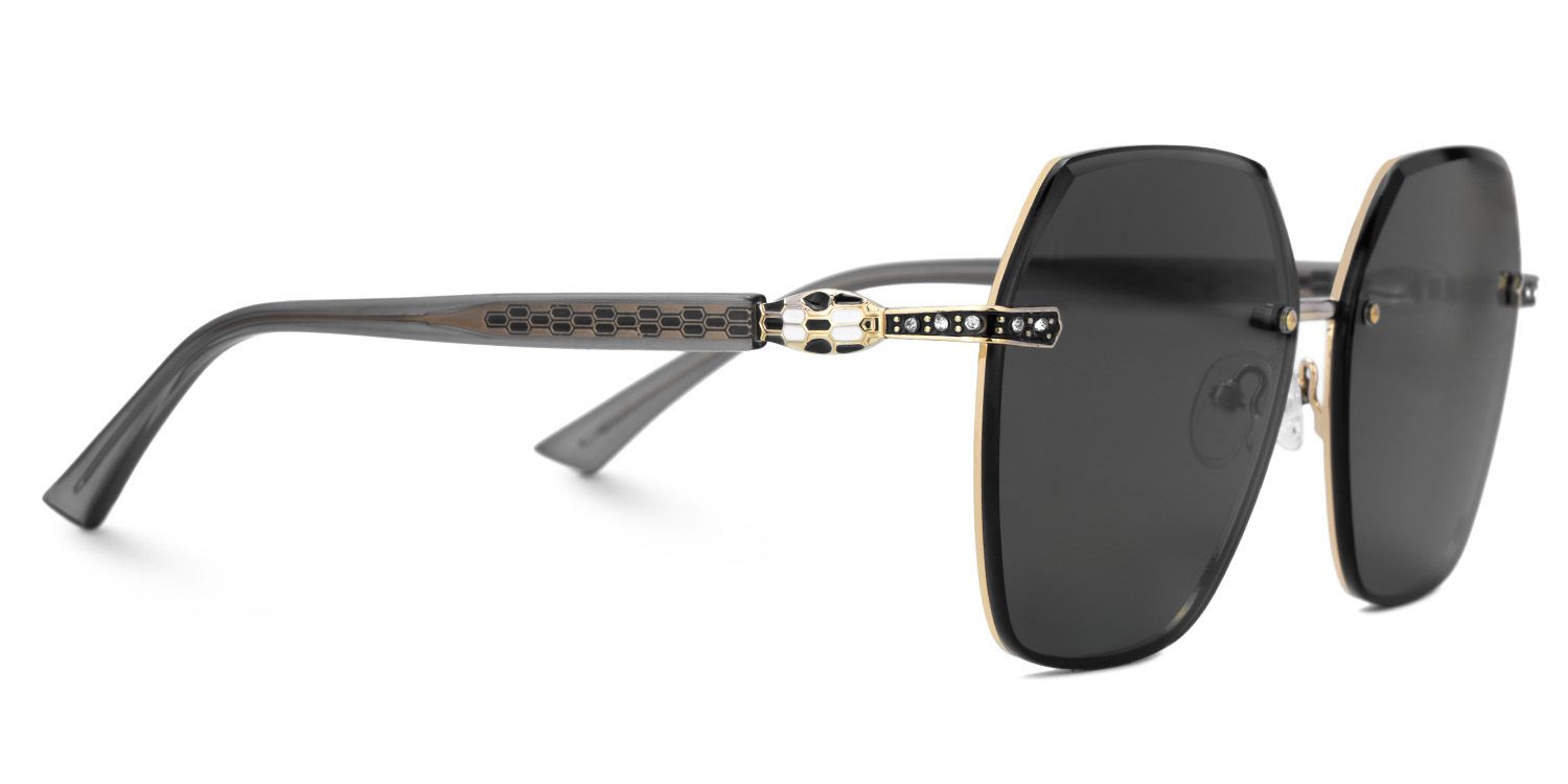 Earlean Grau Geometrisch Metall Sonnenbrille3