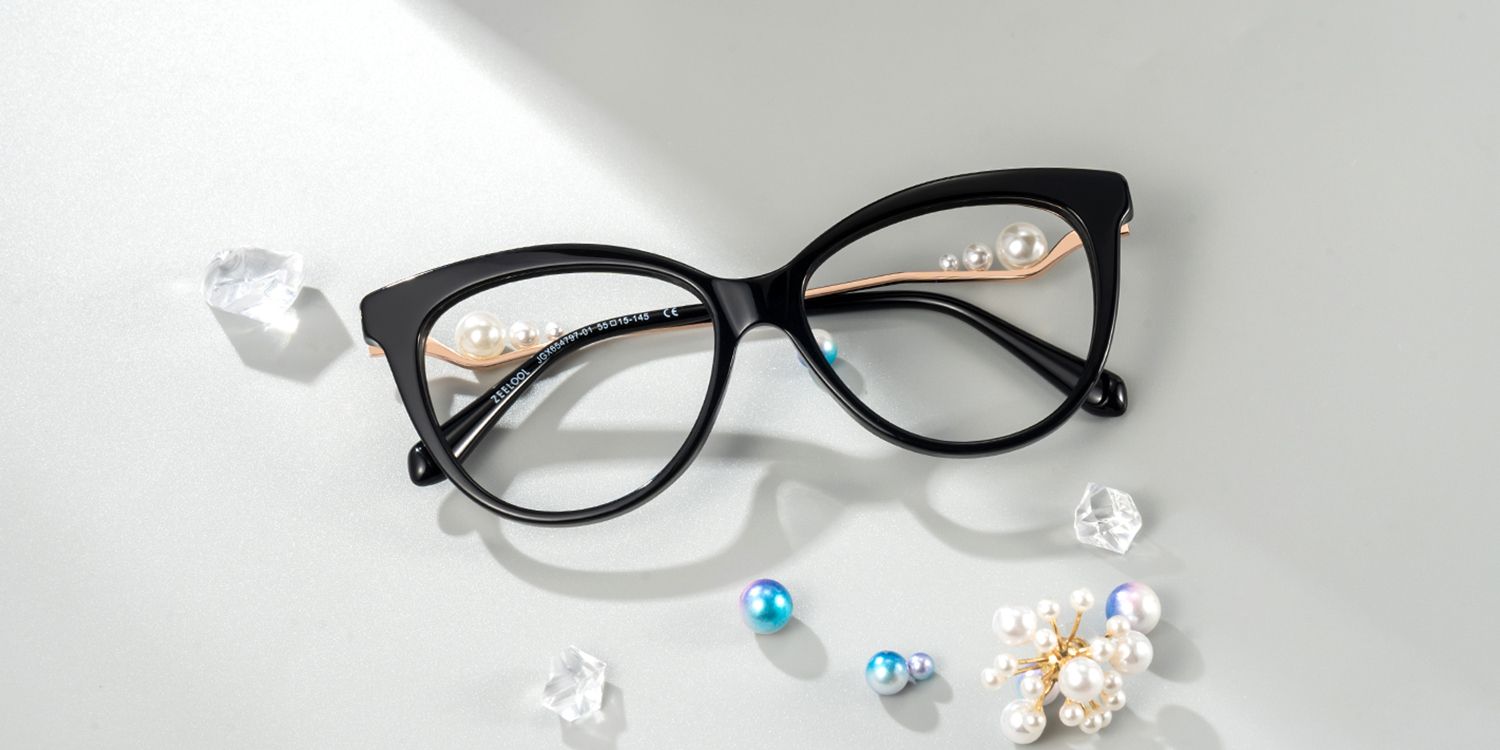 Sherrie Schwarz Cateye Gemischte-Materialien Brille1