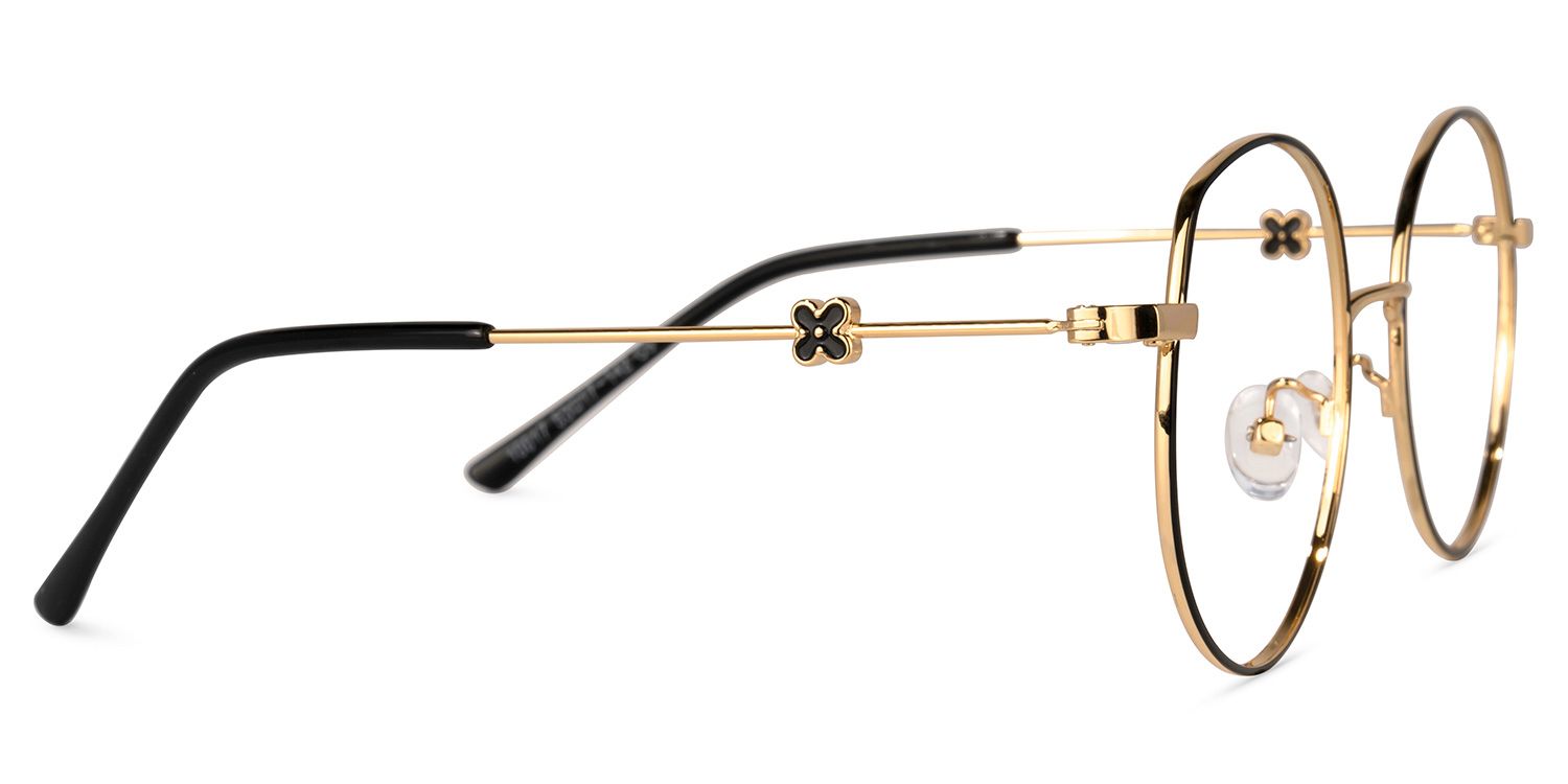 Early Schwarz-Gold Rund Brille2