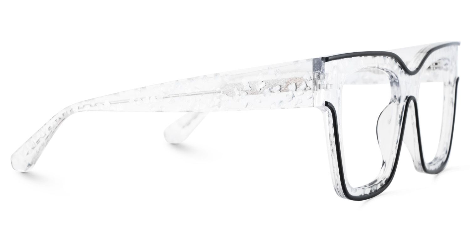 Zerica Schwarz Klar Quadratisch Acetat Brille4