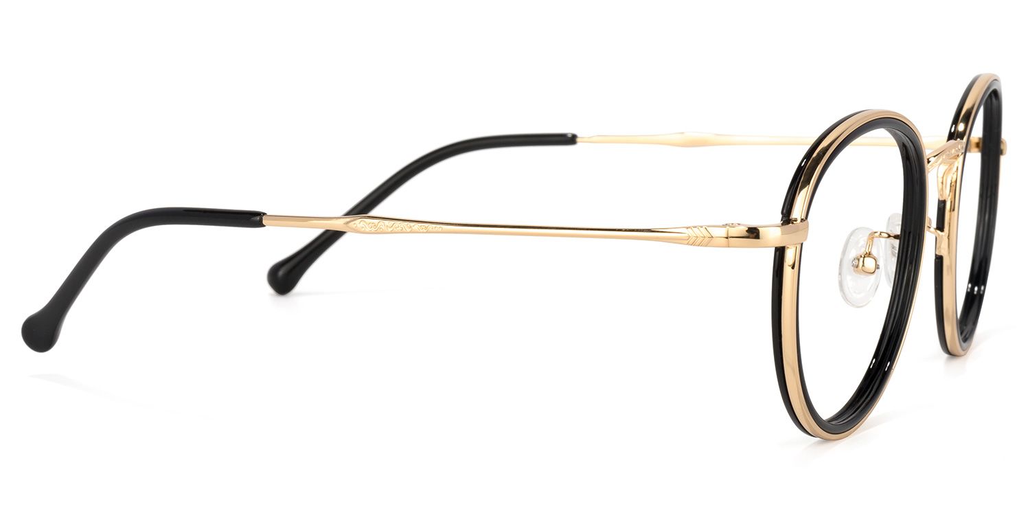 Taylor Schwarz-Gold Rund Brille3