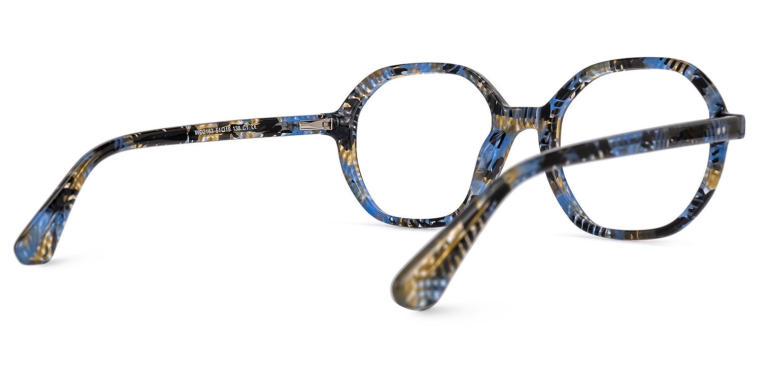 Selma Blumendruck-Blau Geometrisch Brille2