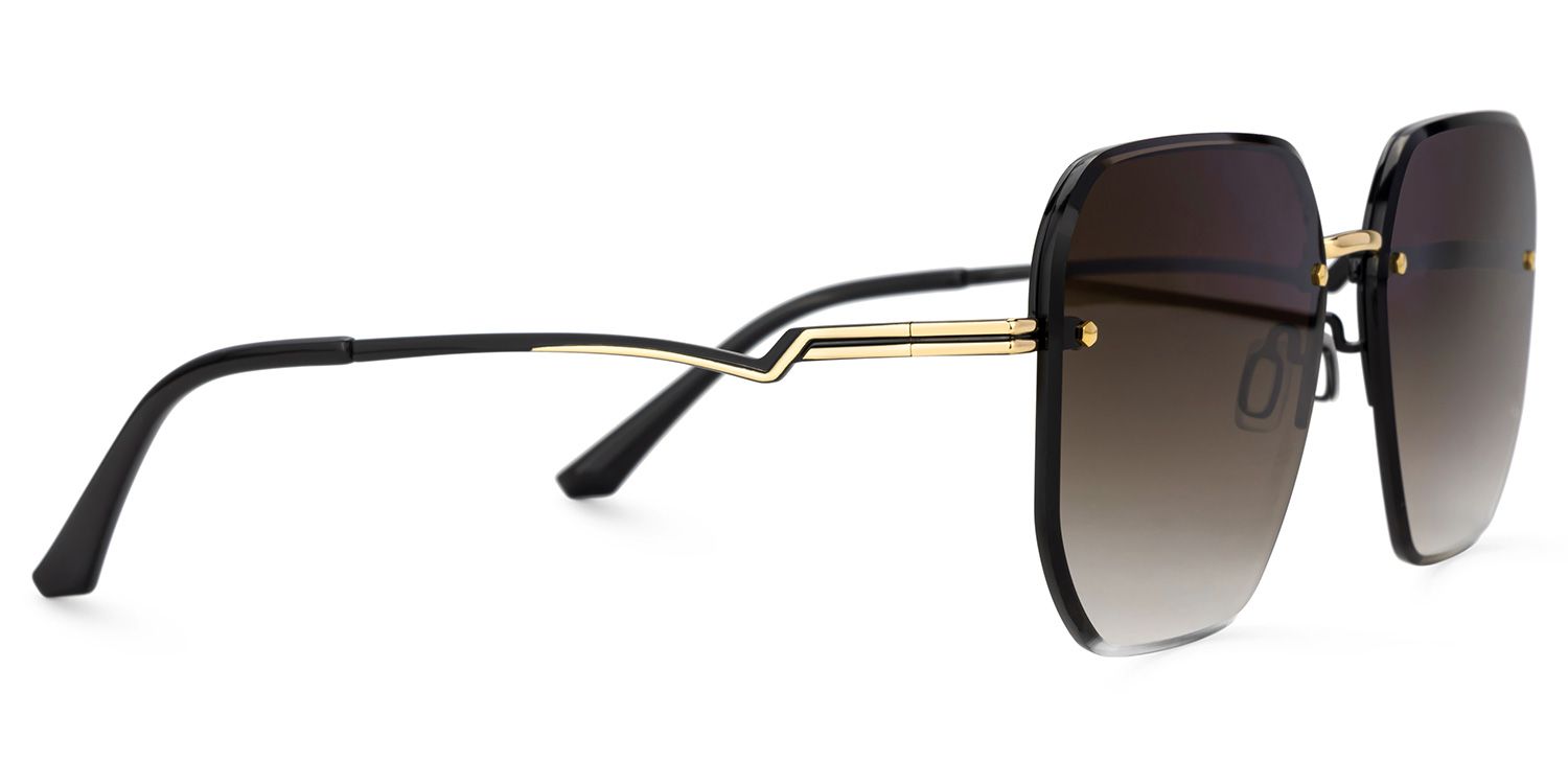 Geralene Gold Geometrisch Metall Sonnenbrille2