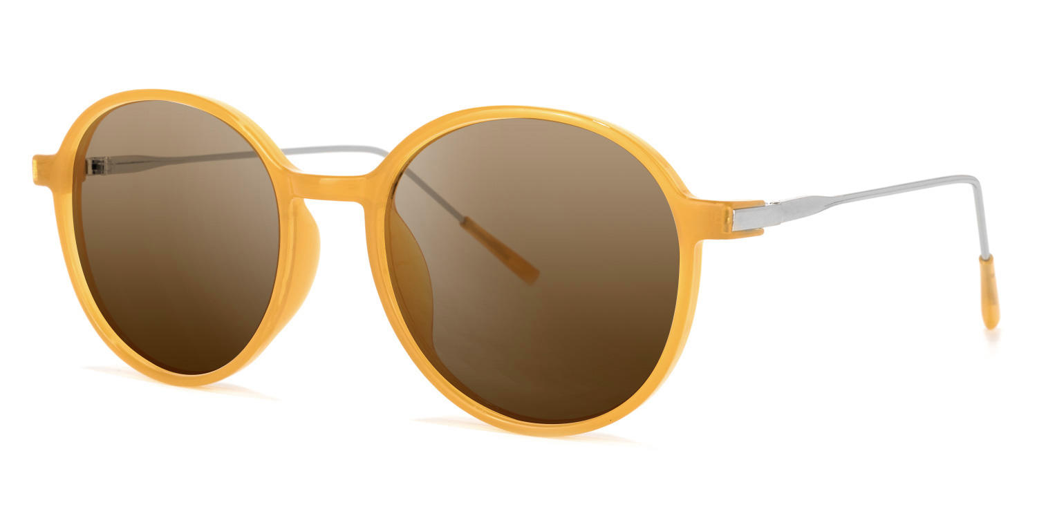 Ignacia Gelb Rund Sonnenbrille