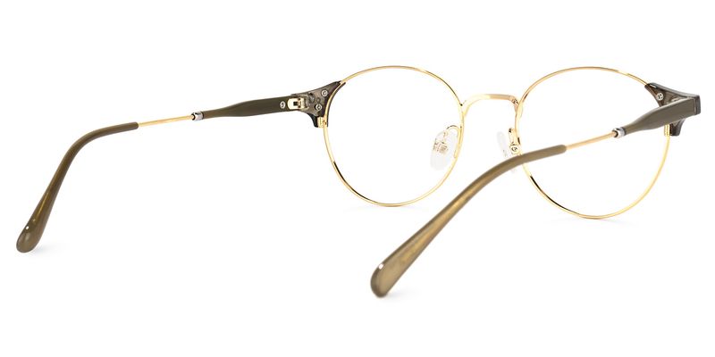 Orlaithe Dunkelgrün-Gold Rund Brille3