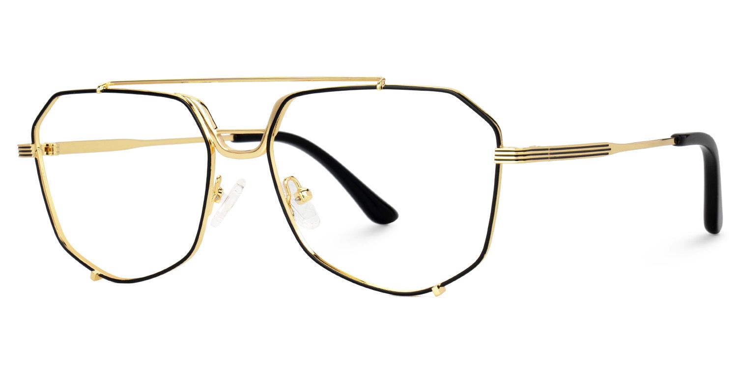 Beethoven Schwarz-Gold Pilot Metall Brille1