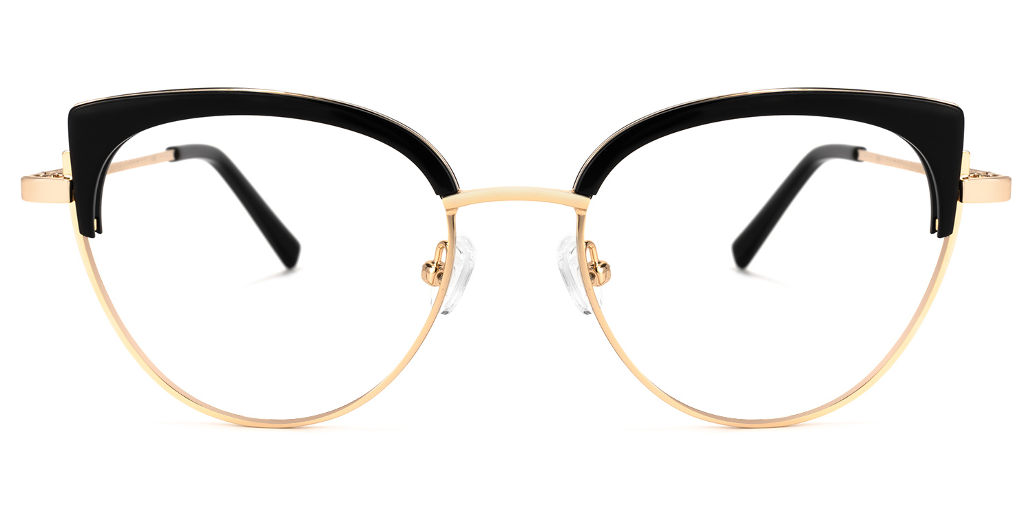 Lorchen Schwarz-Gold Cateye Brille0