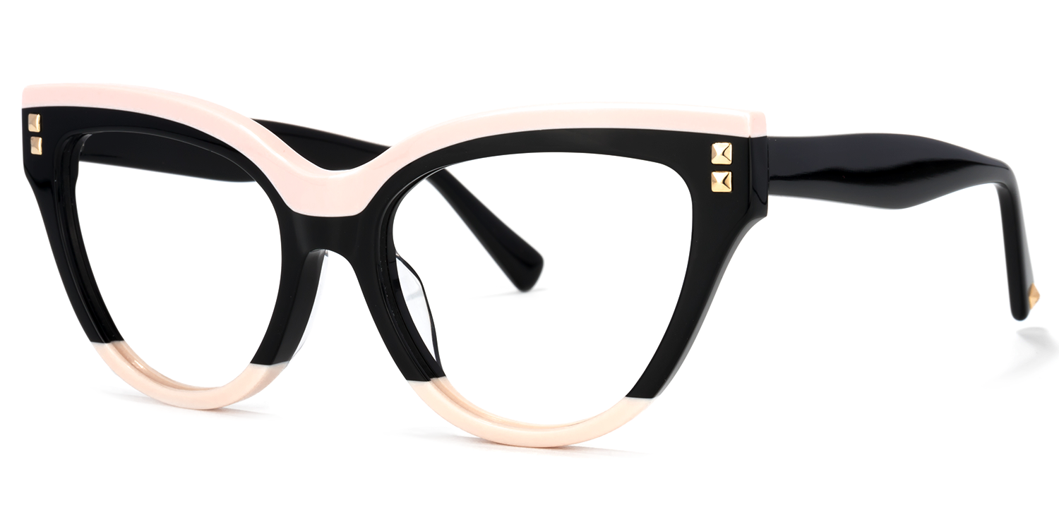 Cascata Schwarz Weiß Cat Eye Brille1