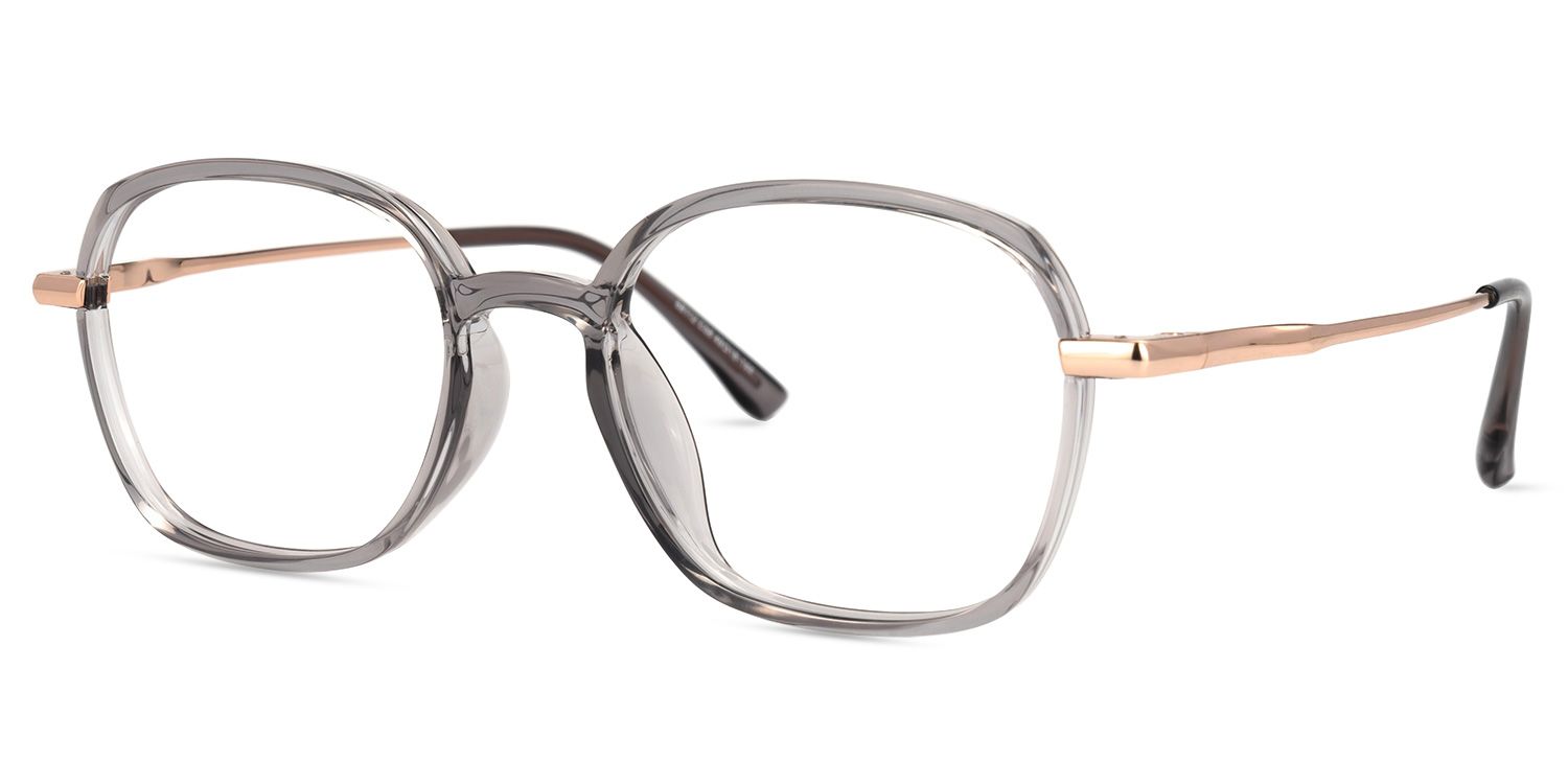 Maisie Grau Klar Quadratisch Brille1