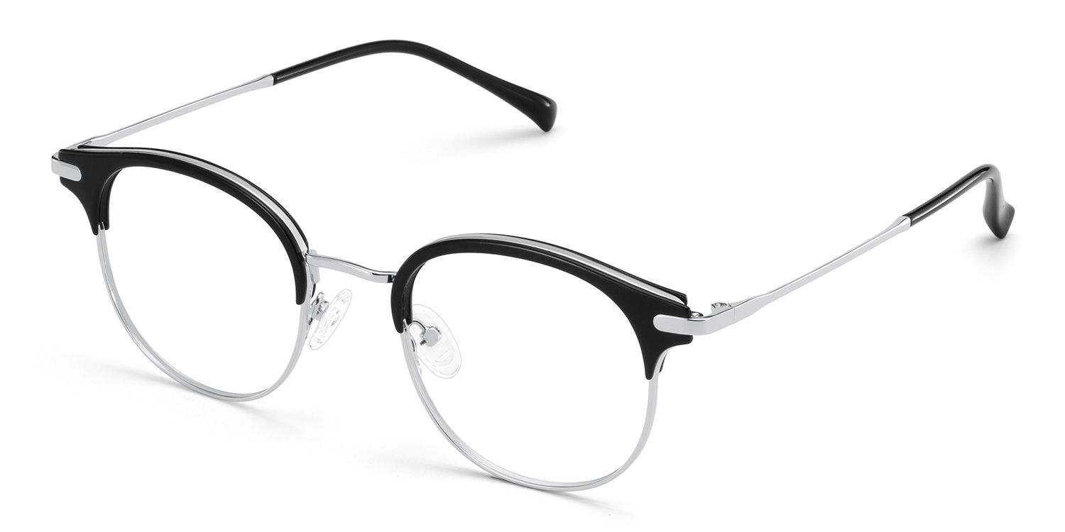 Elke Silber Browline Gemischte-Materialien Brille2