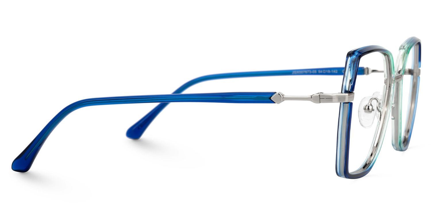 Burt Blau-Grün Rechteckig Brille3