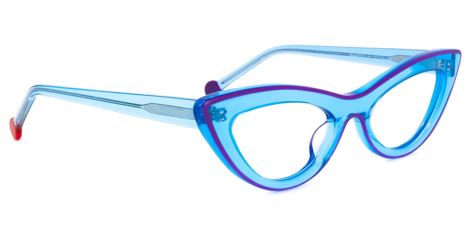 Yuki Blau Klar Cateeye Brille2