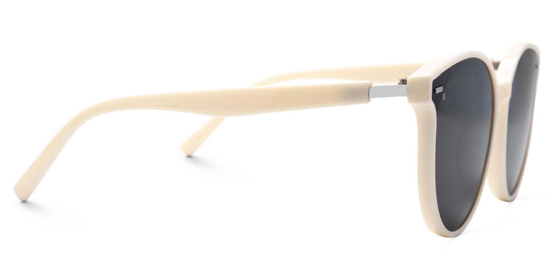 Percia Weiß Beige Rund Sonnenbrille3