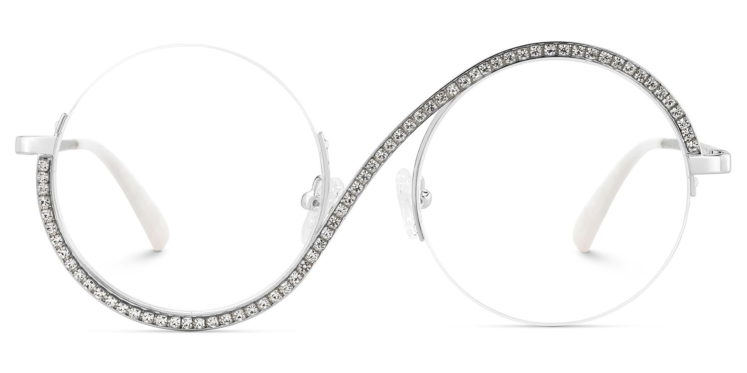Alina Silber Rund Metall Brille0