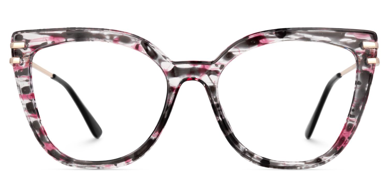 Caitlyn Blumendruck-Rosa Cateye Brille0
