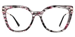 Caitlyn Blumendruck-Rosa Cateye Brille0