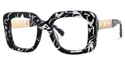 Yary Schwarz-Blumendruck Quadratisch Brille2
