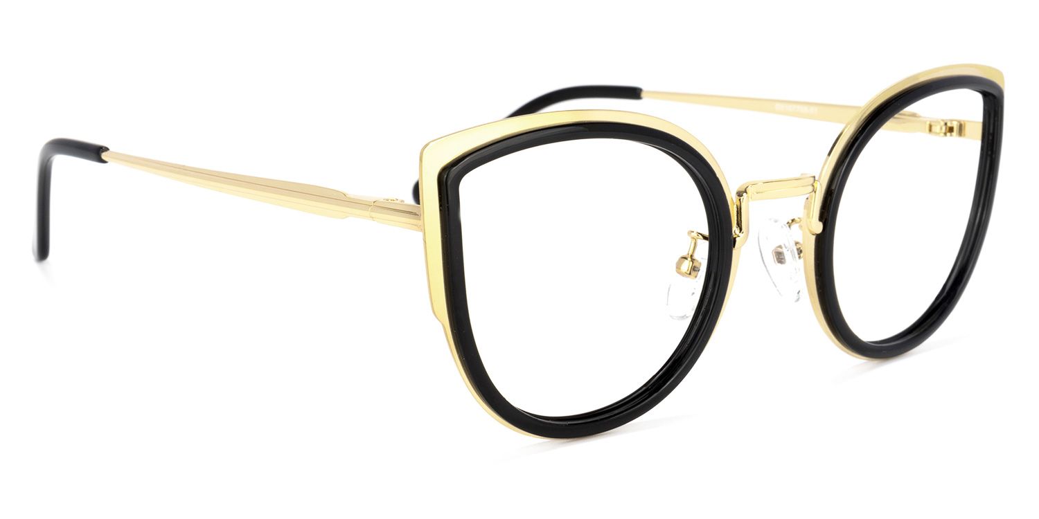 Quillan Schwarz Gold Cat Eye Brille2
