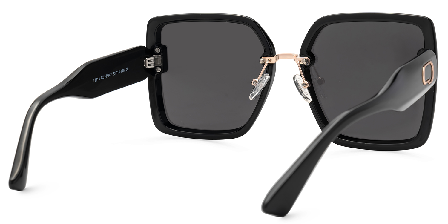 Rina Schwarz Quadratisch Sonnenbrille2