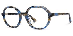 Selma Blumendruck-Blau Geometrisch Brille1