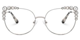 Wallice Silber Cateye Brille0
