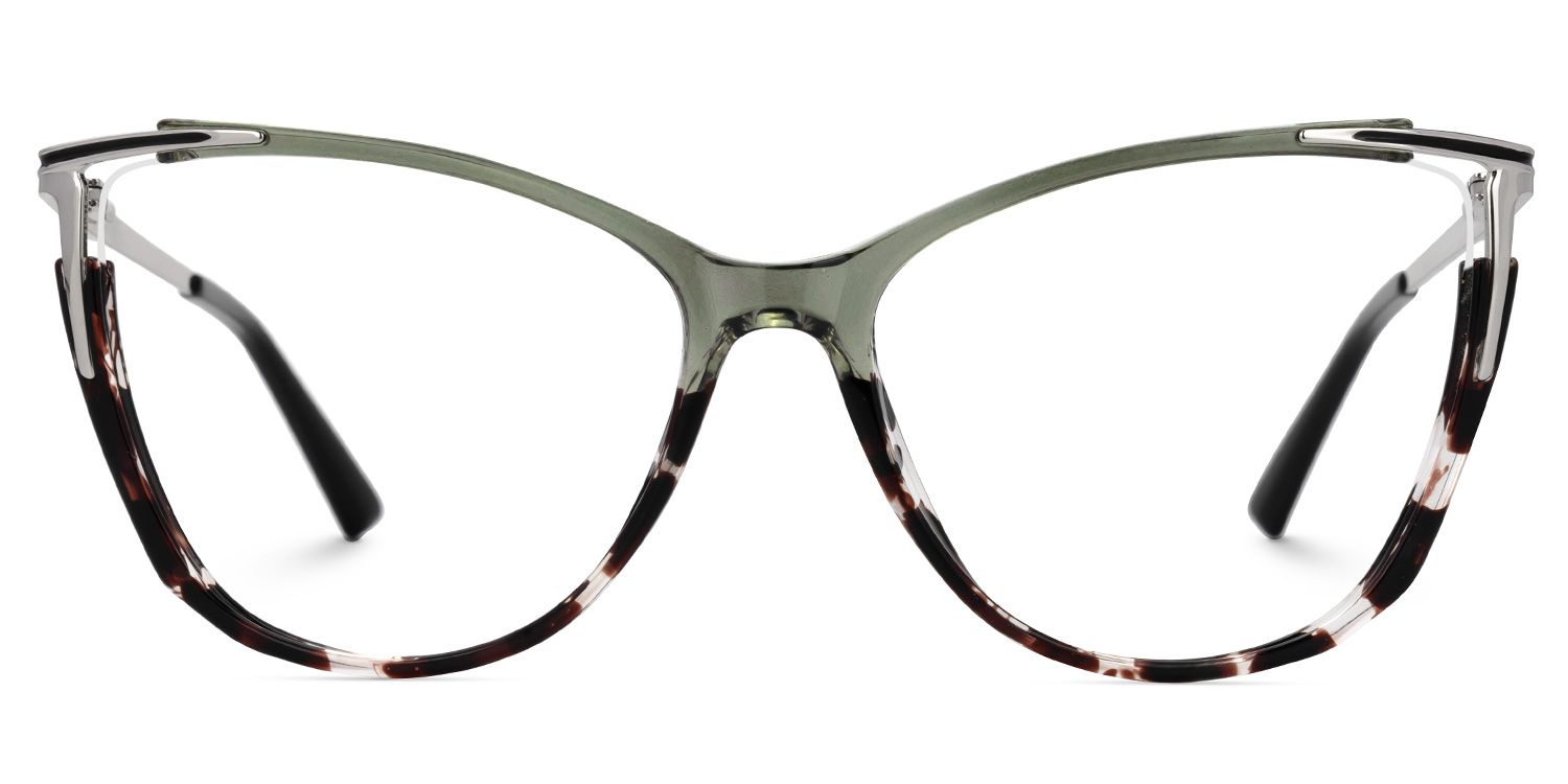 Yomary Grau-Braun Cateye Gemischte Materialien Brille0