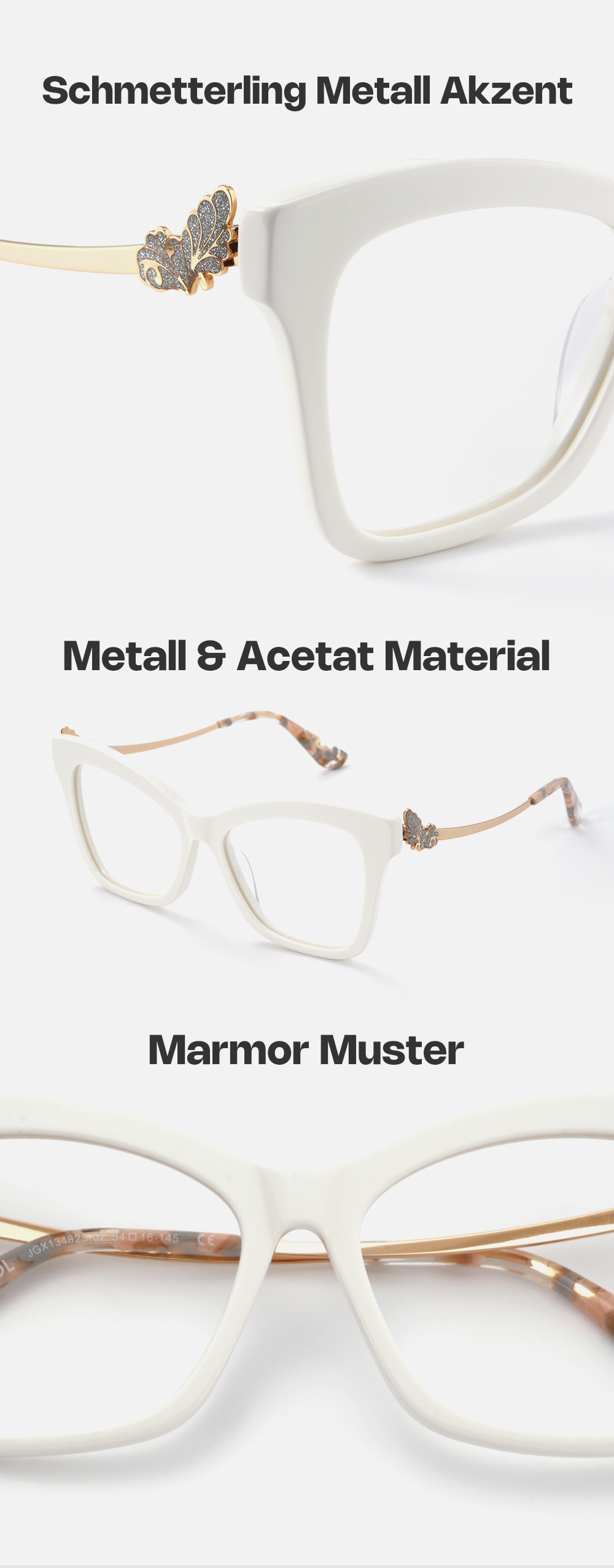Elida Weiß Schmetterling Brille