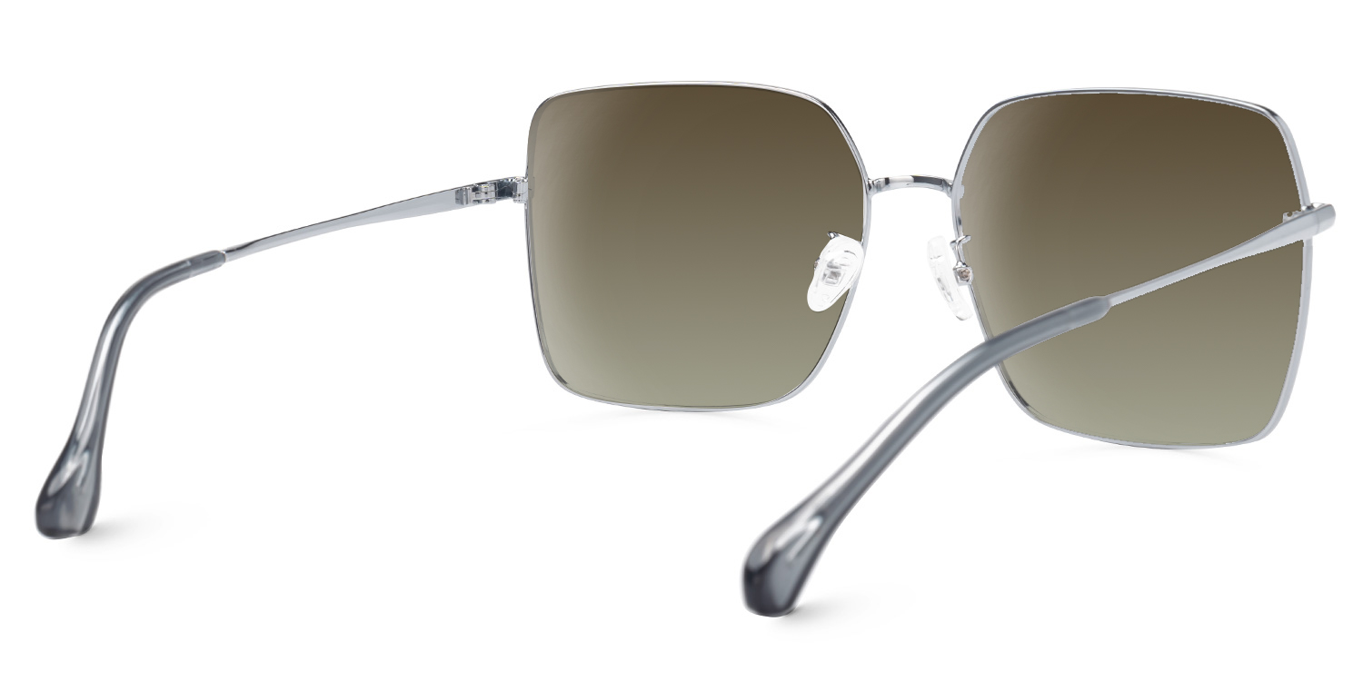 Marlo Silber Rechteckig Sonnenbrille2