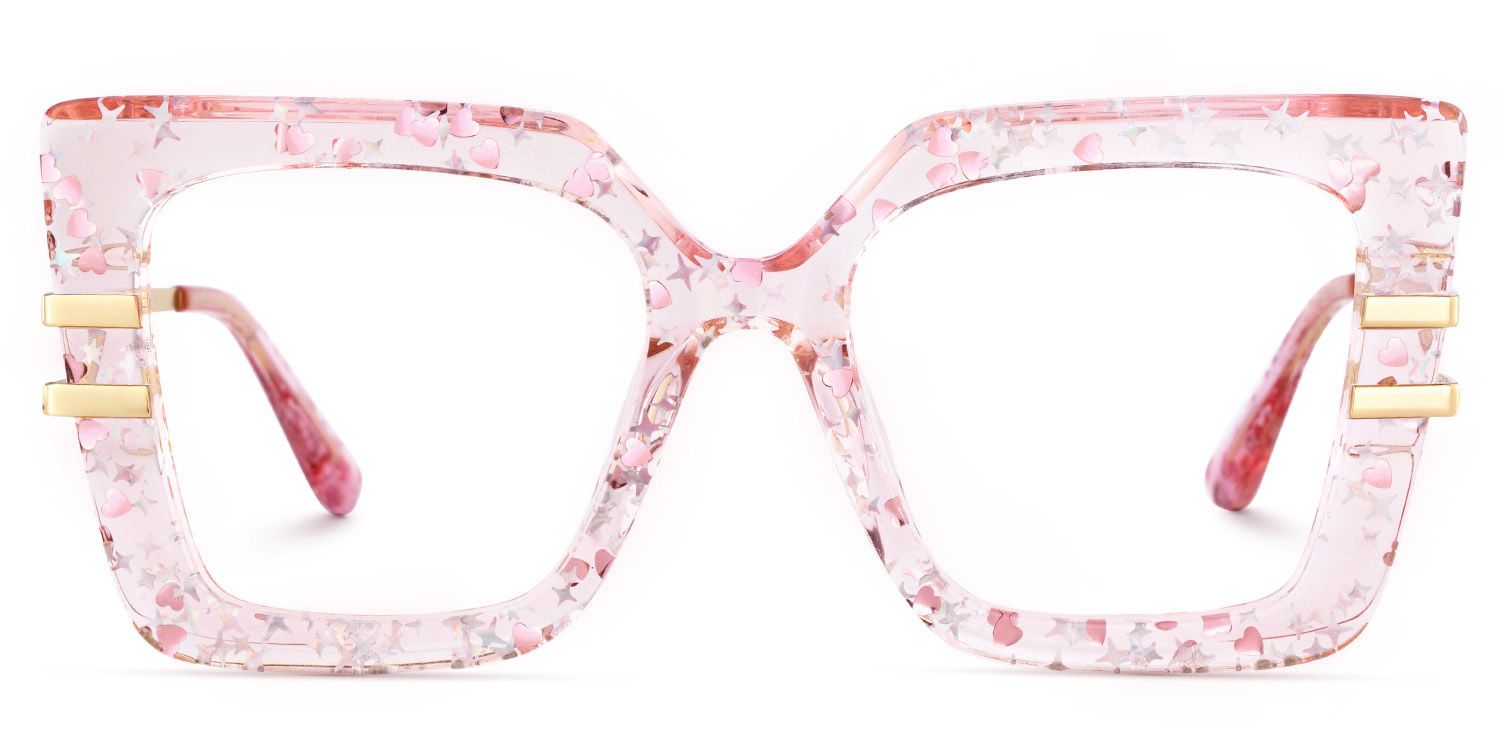 Poutine Rosa Quadratisch Gemischte Materialien Brille0