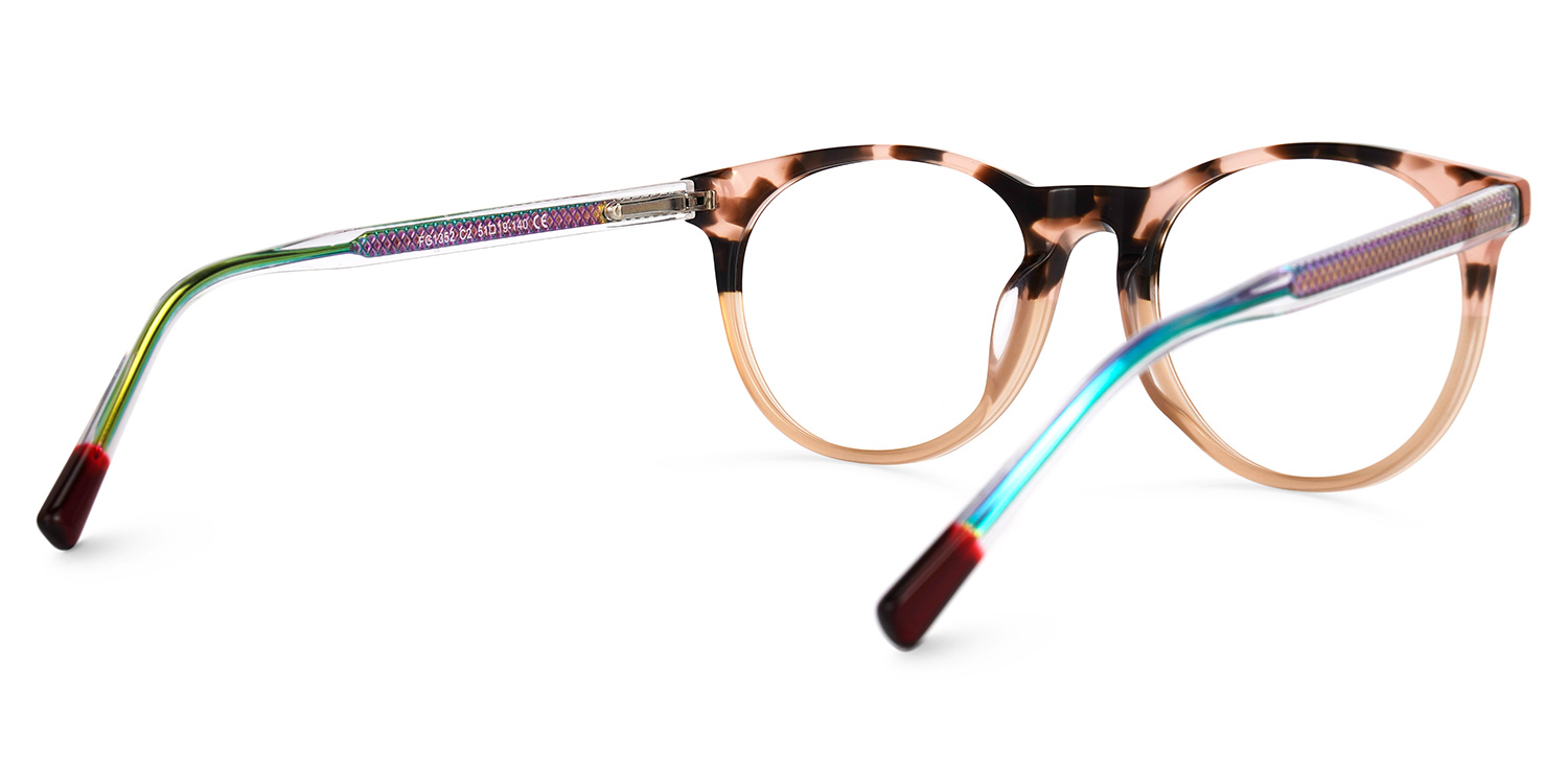 Necho Orange-Tortoise Rund Brille3