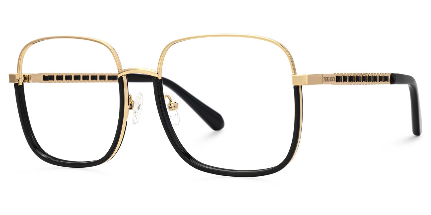 Perfecta Schwarz Quadratisch Gemischte Materialien Brille4
