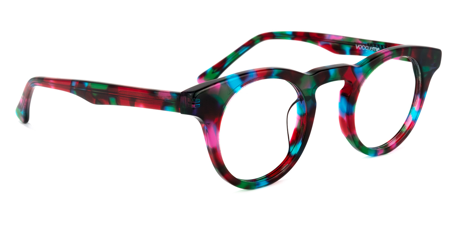 Abigail Rot/Schwarz/Grün Blumenmuster Runde Brille4