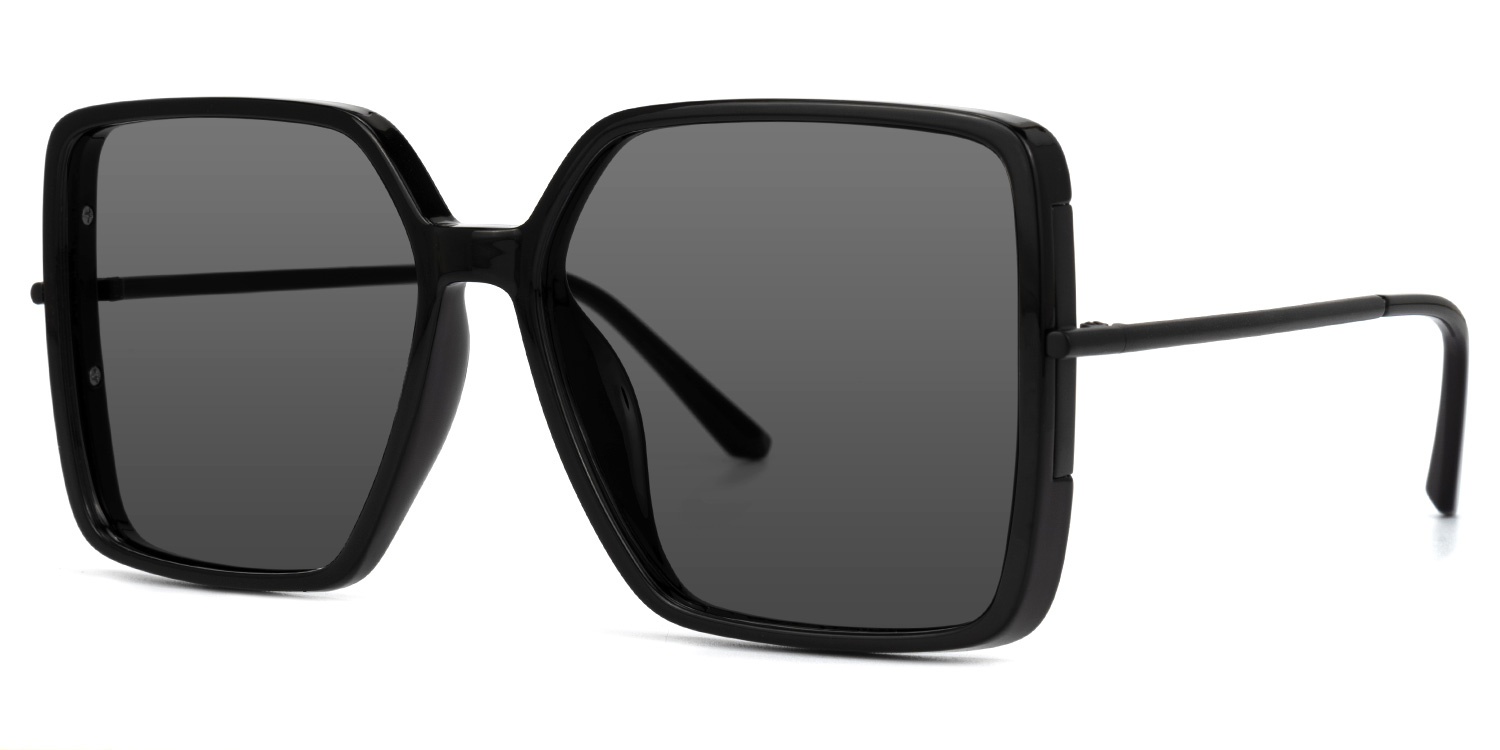 Georgia Schwarz Rechteckig Sonnenbrille1
