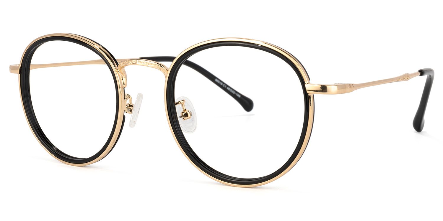 Taylor Schwarz-Gold Rund Brille1