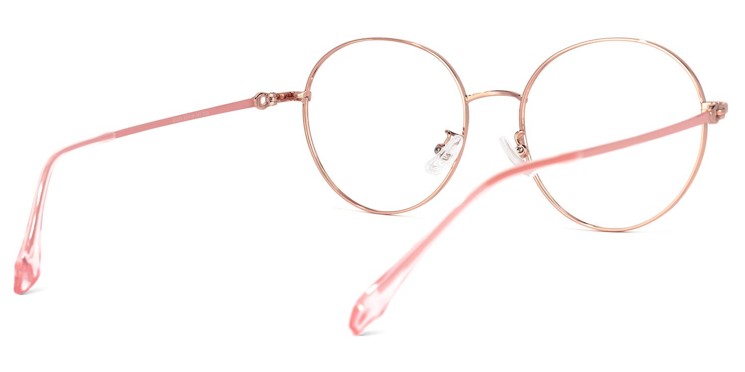 Pheobe Rosa-Gold Rund Brille3
