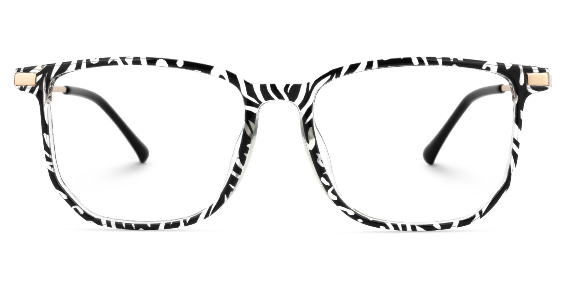 Fezell Schwarz-Weiß Rechteckig TR90 Brille2