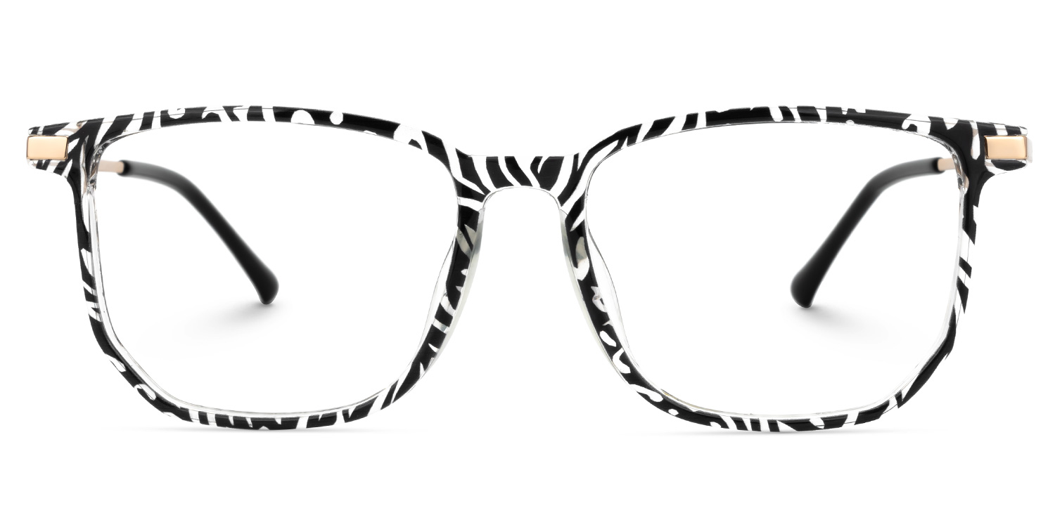 Fezell Schwarz-Weiß Rechteckig Brille2