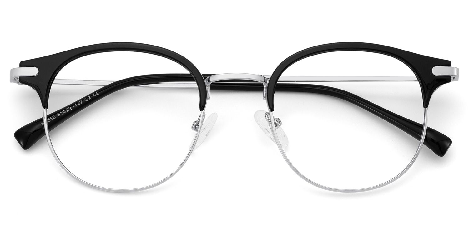 Elke Silber Browline Gemischte-Materialien Brille1