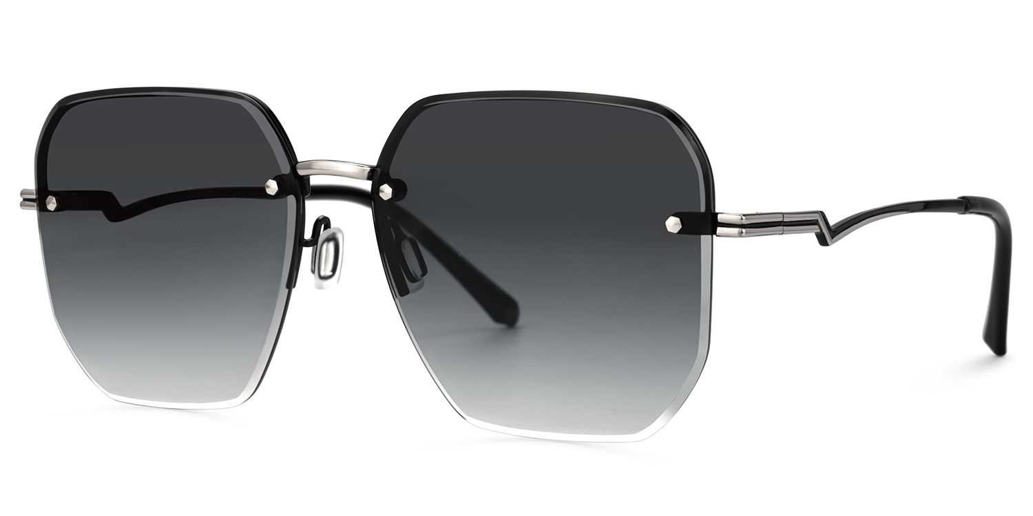 Geralene Silber Geometrisch Metall Sonnenbrille1