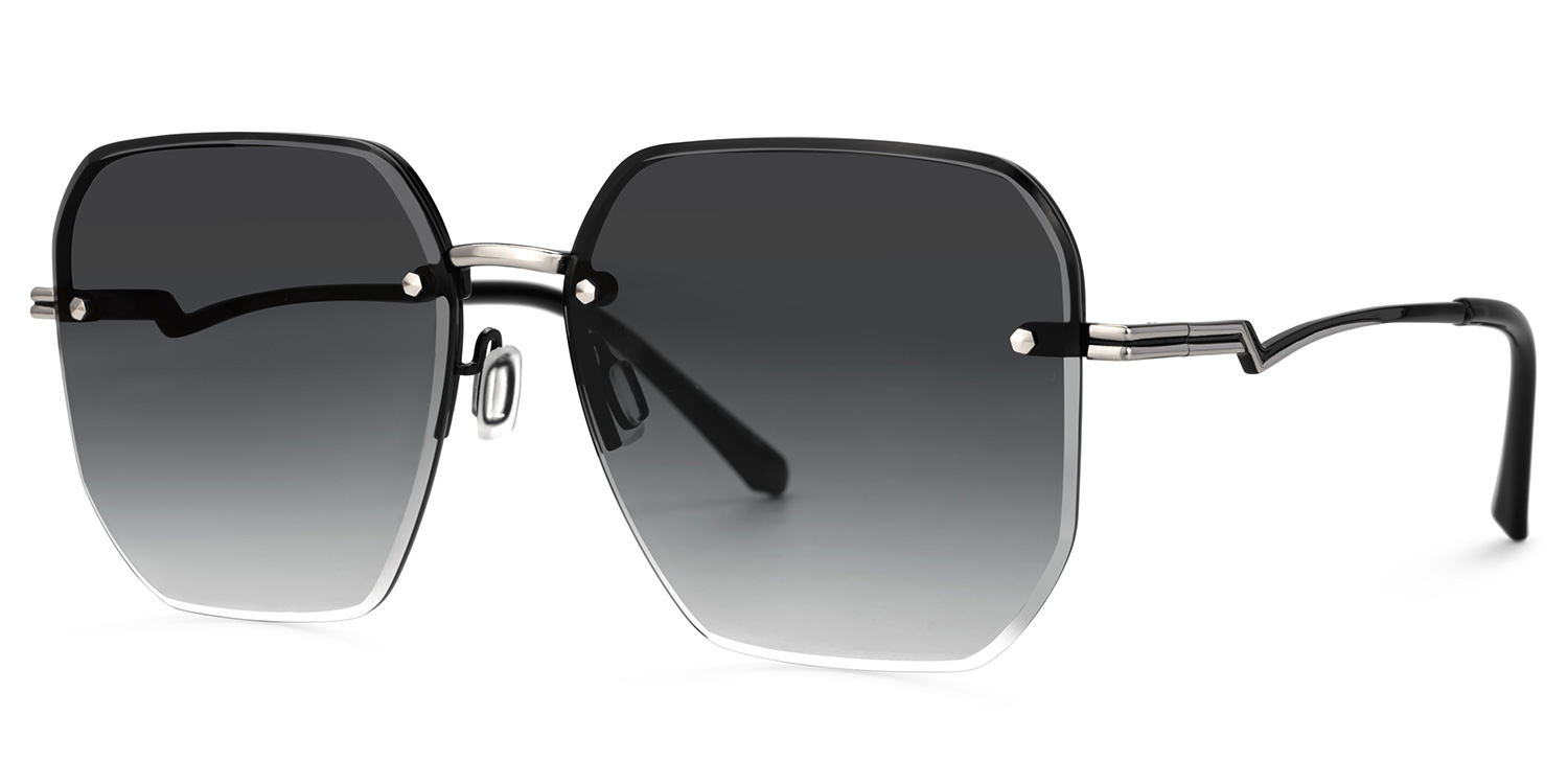 ZEELOOL Geralene Silber Geometrisch Sonnenbrille