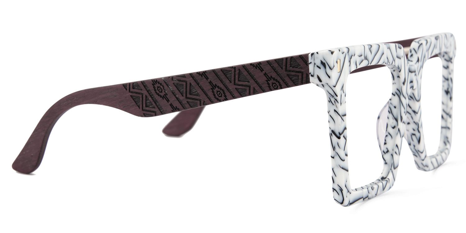 Pierre Weiß-Blumendruck Quadratisch Gemischte-Materialien Brille4