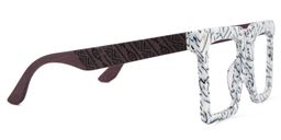 Pierre Weiß-Blumendruck Quadratisch Brille4