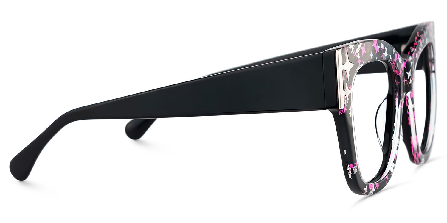 Minfia Schwarz-Sternmuster Quadratisch Acetat Brille5