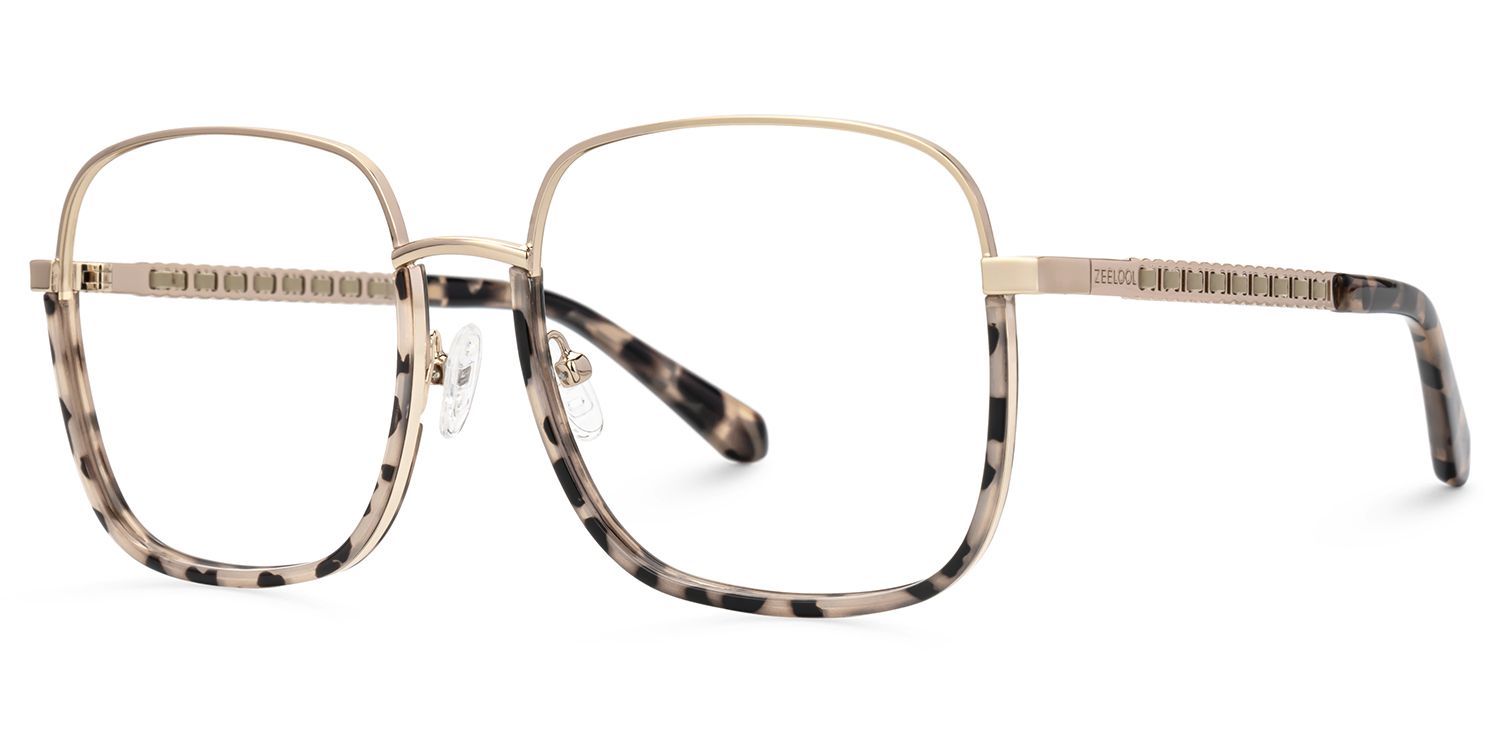 Perfecta Braun-Tortoise Quadratisch Gemischte-Materialien Brille2
